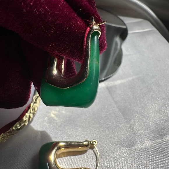 Anthropologie Gold and Green Statement Earrings - Picture 7 of 13